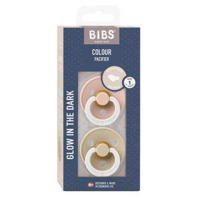 BIBS Colour 2-es szett – anatómiai cumifejjel (esti púderrózsaszín/esti vanília), 0–6 hó