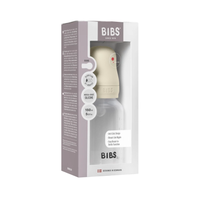 BIBS cumisüvegszett - szilikon cumifejjel (Krémfehér) 150 ml