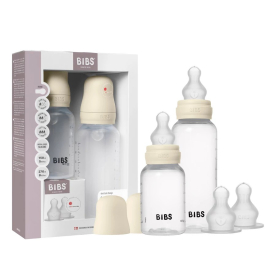 BIBS Cseperedő cumisüvegkészlet - szilikon cumifejjel (krémfehér), 150/270 ml