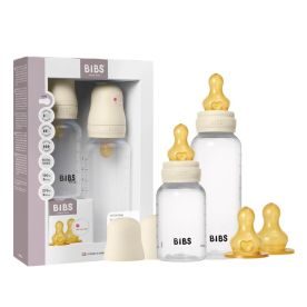 BIBS Cseperedő cumisüvegkészlet - natúr kaucsuk cumifejjel (krémfehér), 150/270 ml
