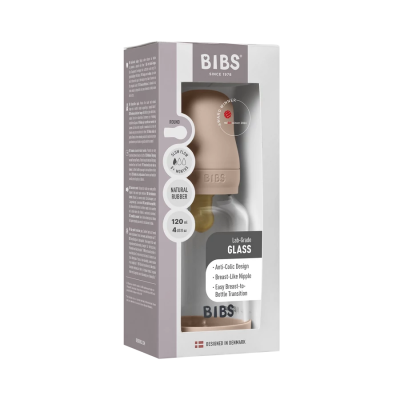 BIBS üveg cumisüvegszett - natúr kaucsuk cumifejjel (púderrózsaszín) - 120 ml