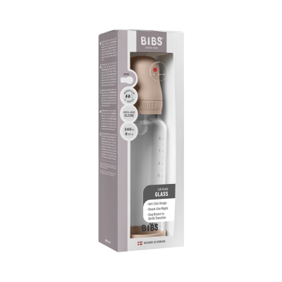 BIBS üveg cumisüvegszett – szilikon cumifejjel (púderrózsaszín), 240 ml