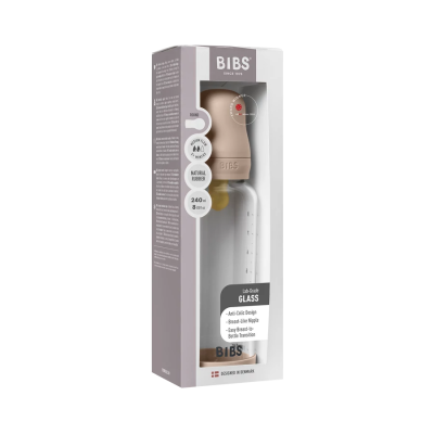 BIBS üveg cumisüvegszett – natúr kaucsuk cumifejjel (púderrózsaszín), 240 ml