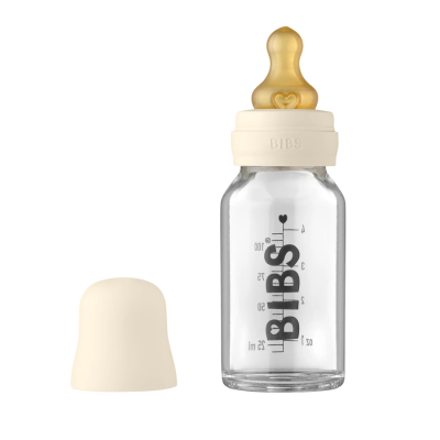 BIBS üveg cumisüvegszett – natúr kaucsuk cumifejjel (krémfehér), 110 ml