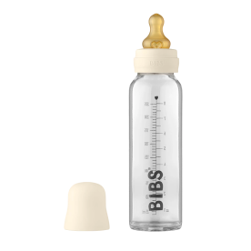 BIBS üveg cumisüvegszett – natúr kaucsuk cumifejjel (krémfehér), 225 ml