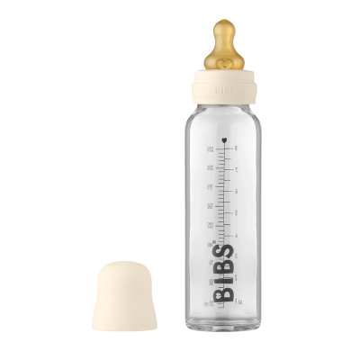 BIBS üveg cumisüvegszett – natúr kaucsuk cumifejjel (krémfehér), 225 ml