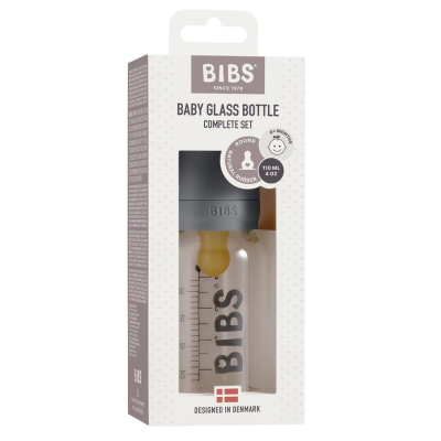BIBS üveg cumisüvegszett – natúr kaucsuk cumifejjel (grafit), 110 ml