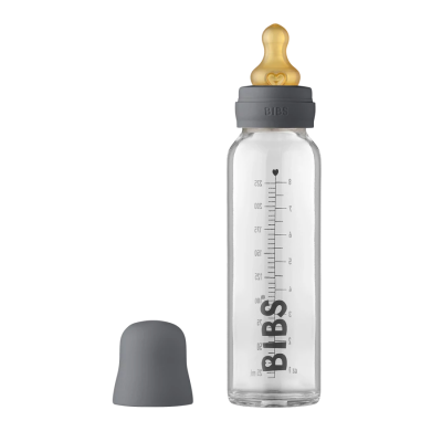 BIBS üveg cumisüvegszett – natúr kaucsuk cumifejjel (grafit), 225 ml